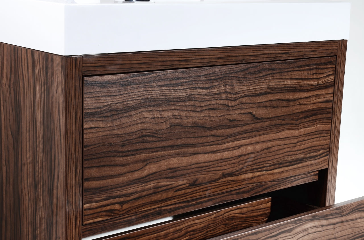 Bliss 36" Walnut Floor Mount Modern Bathroom Vanity