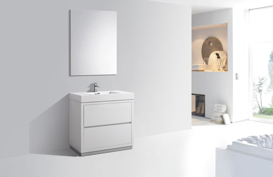 Bliss 36" High Gloss White Floor Mount Modern Bathroom Vanity