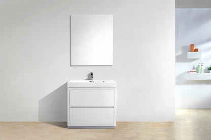 Bliss 36" High Gloss White Floor Mount Modern Bathroom Vanity
