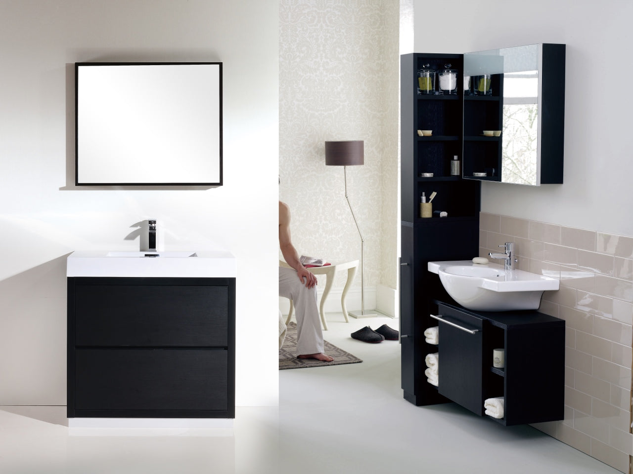 Bliss 40" Black Floor Mount Modern Bathroom Vanity