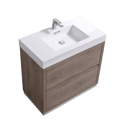 Bliss 40" Butternut Floor Mount Modern Bathroom Vanity
