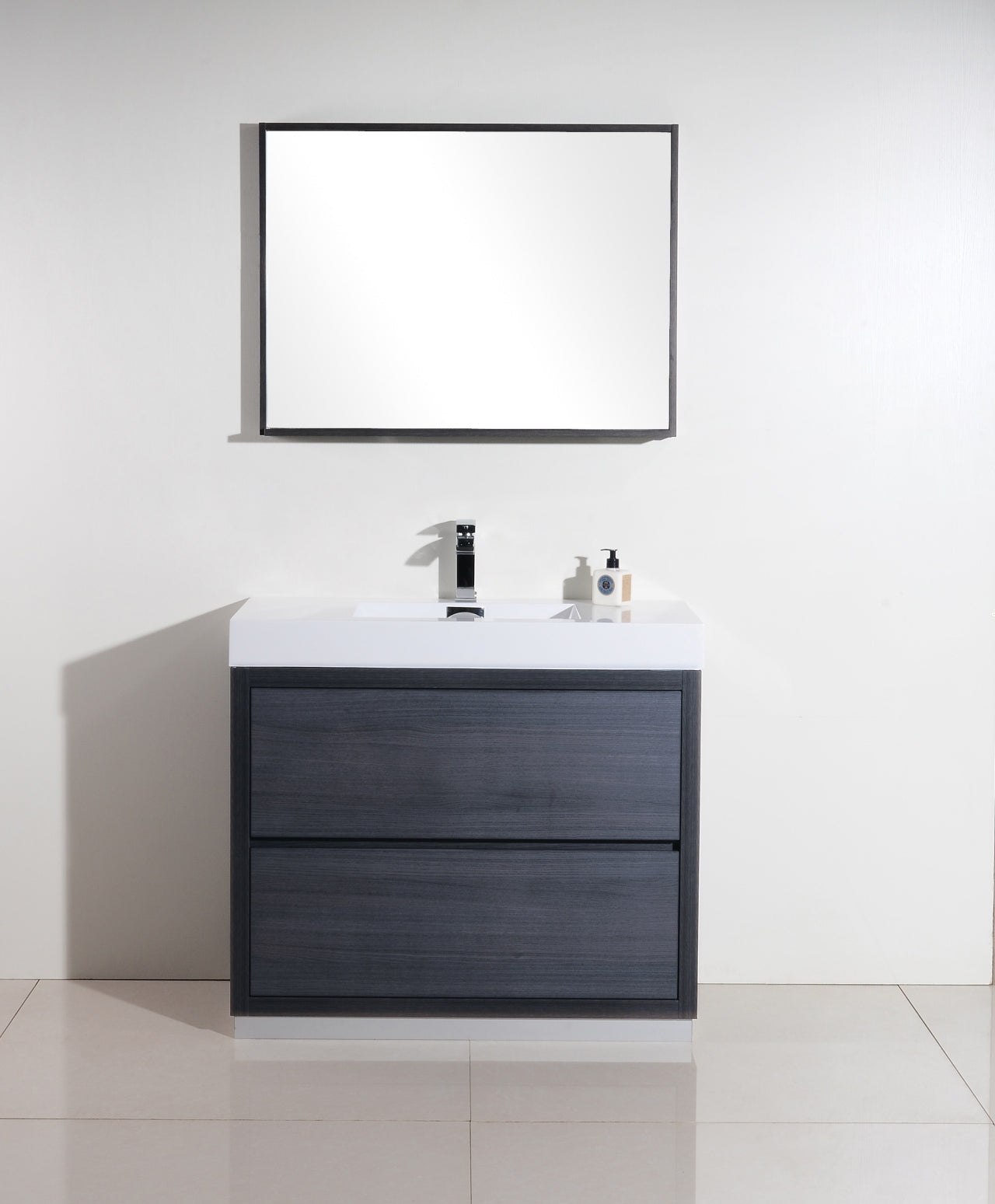 Bliss 40" Gray Oak Floor Mount Modern Bathroom Vanity