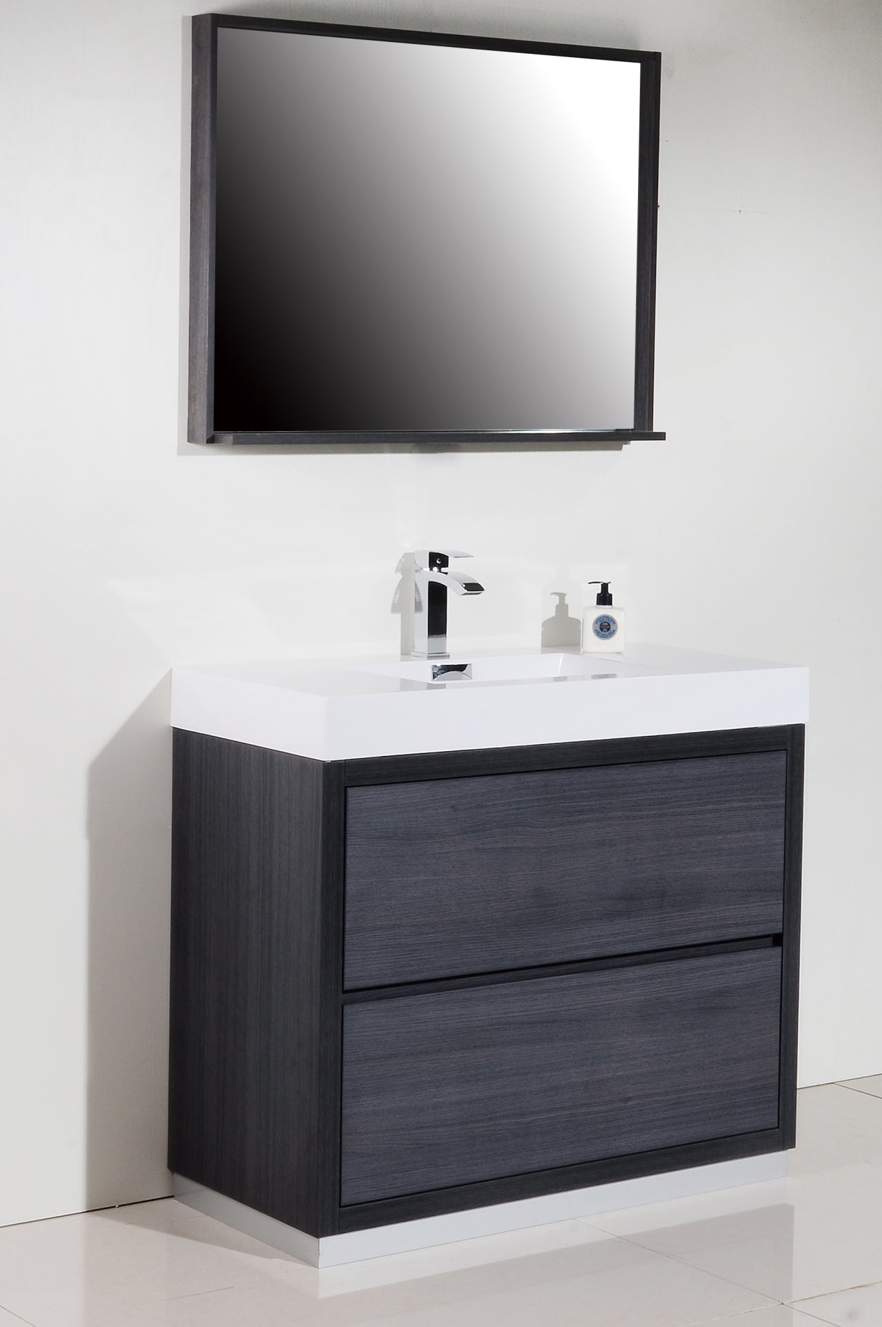 Bliss 40" Gray Oak Floor Mount Modern Bathroom Vanity