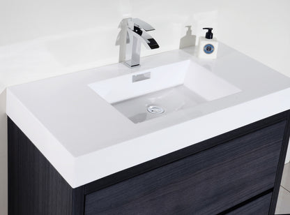 Bliss 40" Gray Oak Floor Mount Modern Bathroom Vanity