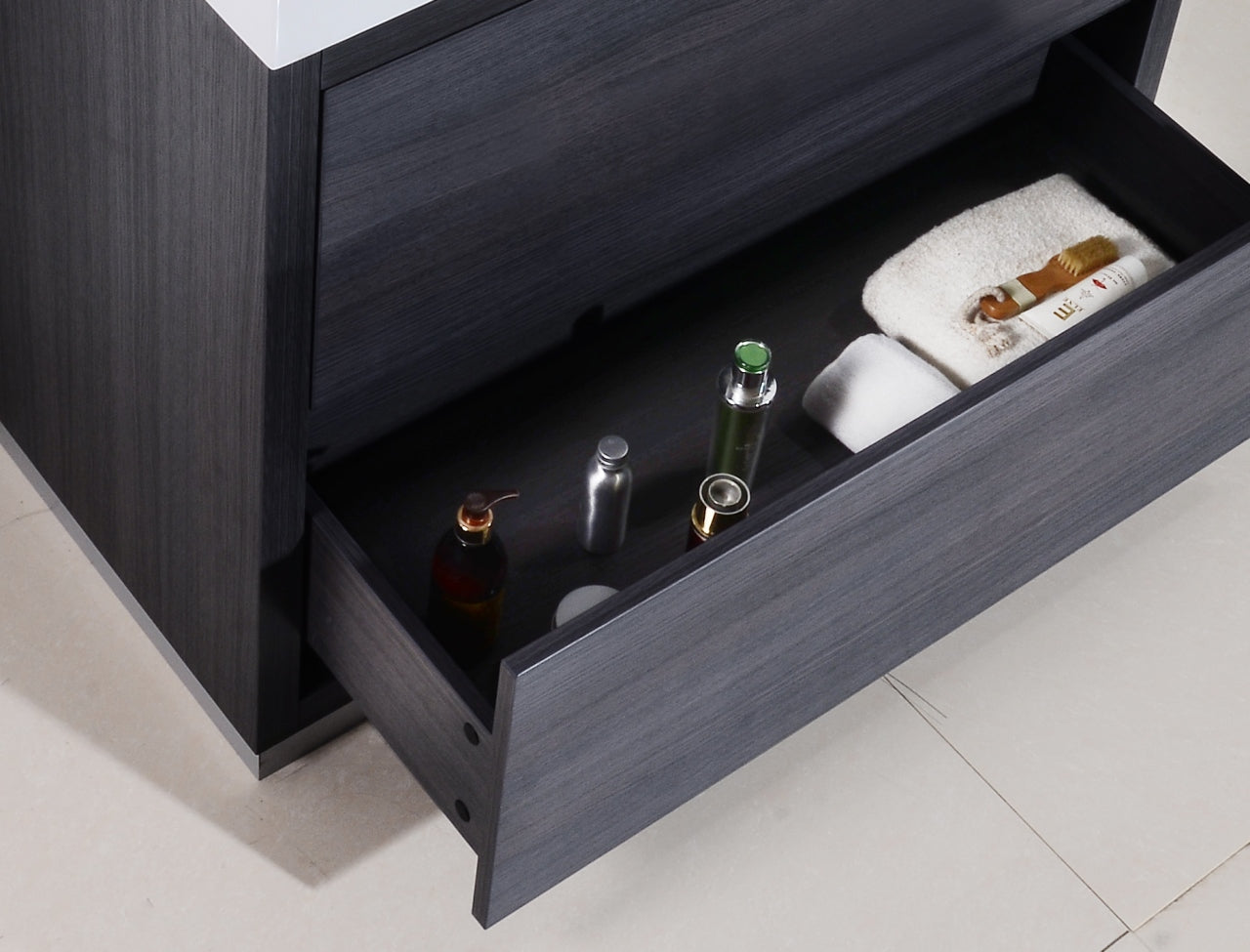 Bliss 40" Gray Oak Floor Mount Modern Bathroom Vanity