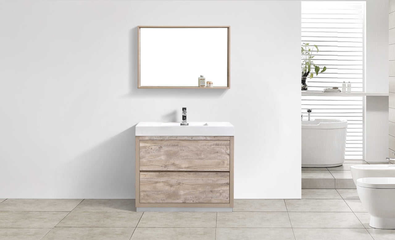 Bliss 40" Nature Wood Floor Mount Modern Bathroom Vanity