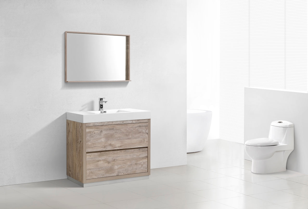 Bliss 40" Nature Wood Floor Mount Modern Bathroom Vanity