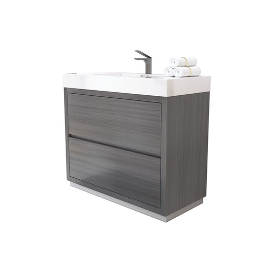 Bliss 40" Vulcan Ash Grey Floor Mount Modern Bathroom Vanity