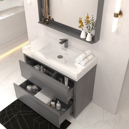 Bliss 40" Vulcan Ash Grey Floor Mount Modern Bathroom Vanity