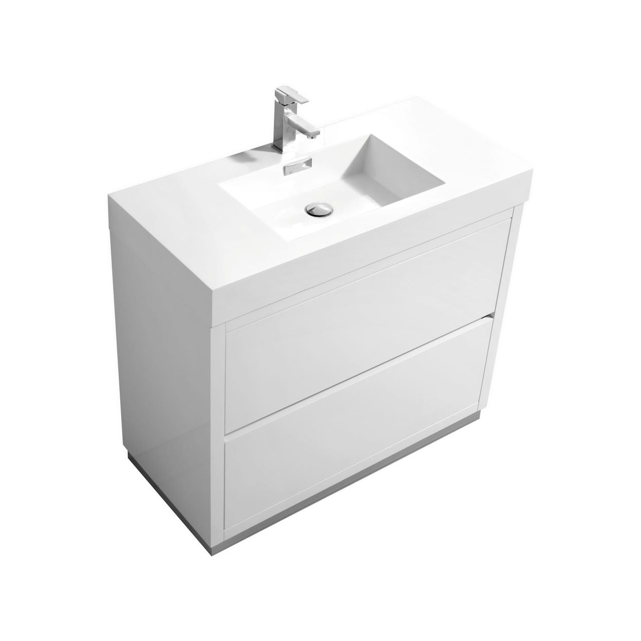 Bliss 40" High Gloss White Floor Mount Modern Bathroom Vanity