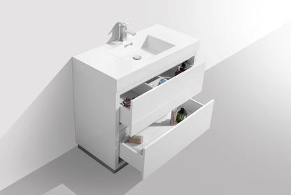 Bliss 40" High Gloss White Floor Mount Modern Bathroom Vanity