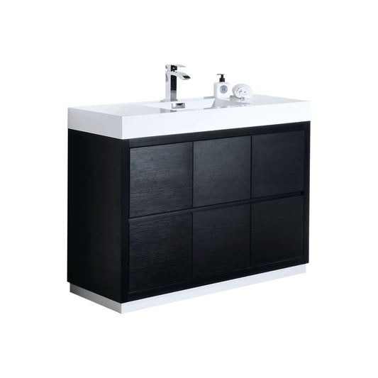 Bliss 48" Black Floor Mount Modern Bathroom Vanity