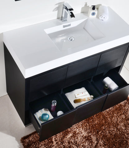 Bliss 48" Black Floor Mount Modern Bathroom Vanity