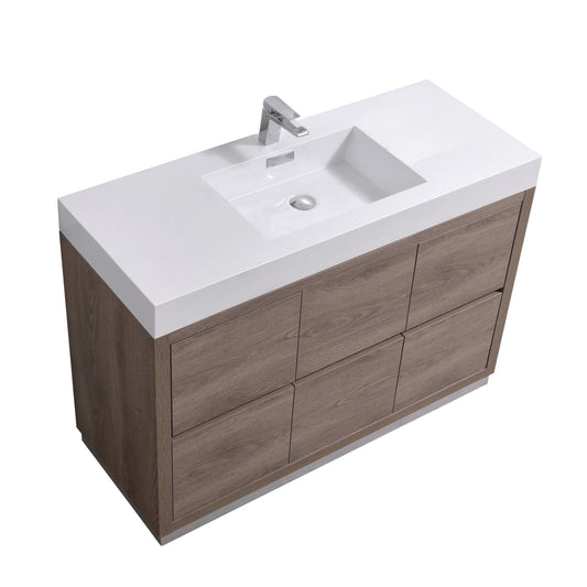 Bliss 48" Butternut Floor Mount Modern Bathroom Vanity