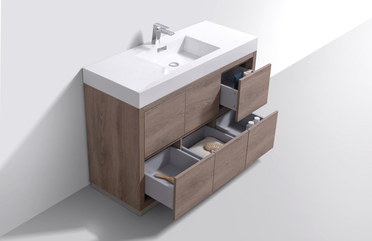 Bliss 48" Butternut Floor Mount Modern Bathroom Vanity