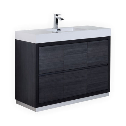 Bliss 48" Gray Oak Floor Mount Modern Bathroom Vanity