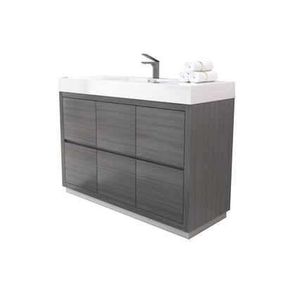 Bliss 48" Vulcan Ash Grey Floor Mount Modern Bathroom Vanity