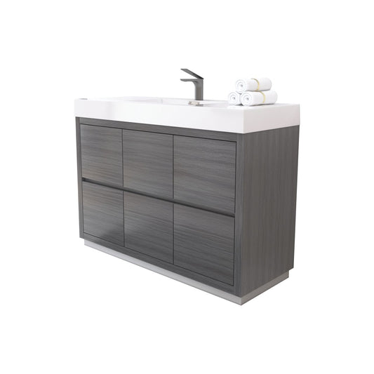 Bliss 48" Vulcan Ash Grey Floor Mount Modern Bathroom Vanity