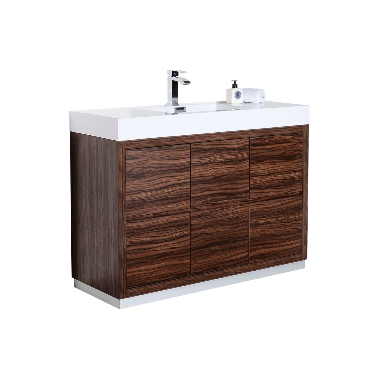 Bliss 48" Walnut Floor Mount Modern Bathroom Vanity