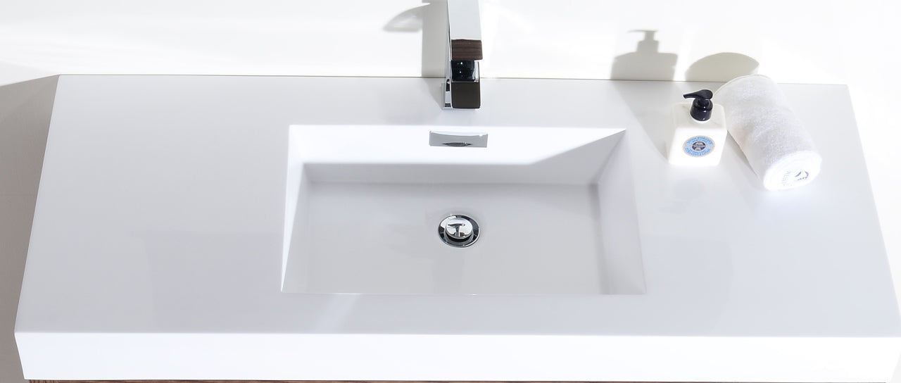 Bliss 48" Walnut Floor Mount Modern Bathroom Vanity