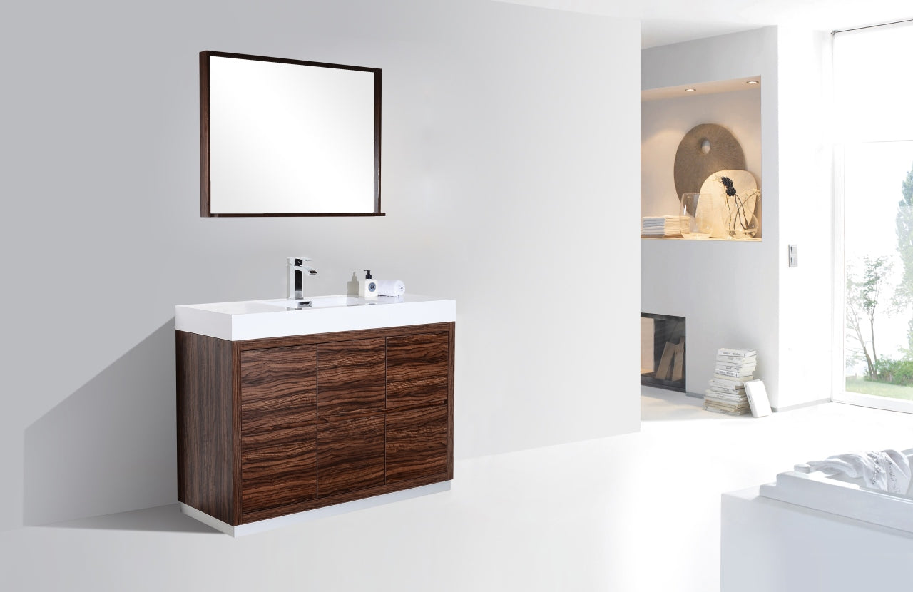 Bliss 48" Walnut Floor Mount Modern Bathroom Vanity
