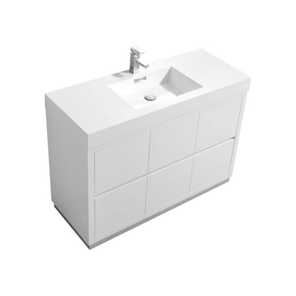 Bliss 48" High Gloss White Floor Mount Modern Bathroom Vanity