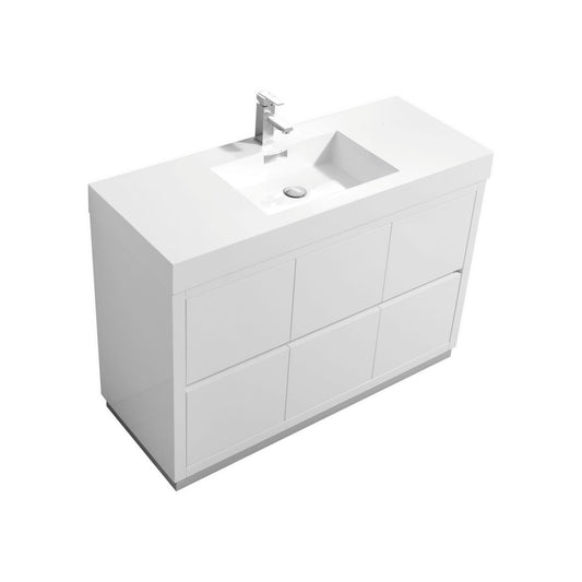 Bliss 48" High Gloss White Floor Mount Modern Bathroom Vanity