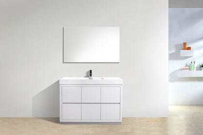 Bliss 48" High Gloss White Floor Mount Modern Bathroom Vanity