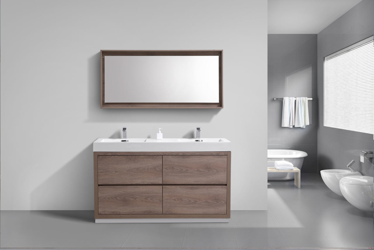 Bliss 60" Double Sink Butternut Floor Mount Modern Bathroom Vanity