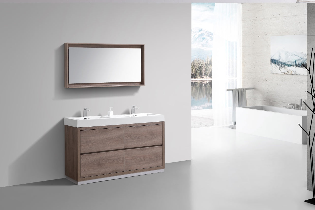 Bliss 60" Double Sink Butternut Floor Mount Modern Bathroom Vanity