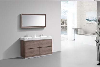 Bliss 60" Double Sink Butternut Floor Mount Modern Bathroom Vanity