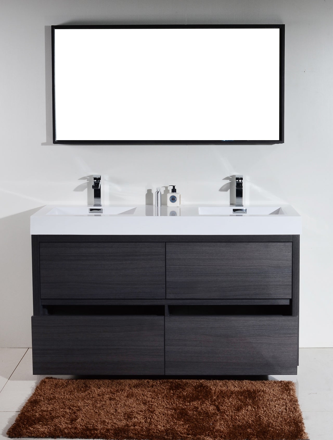 Bliss 60" Gray Oak Floor Mount Modern Bathroom Vanity