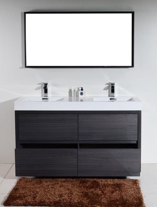 Bliss 60" Gray Oak Floor Mount Modern Bathroom Vanity