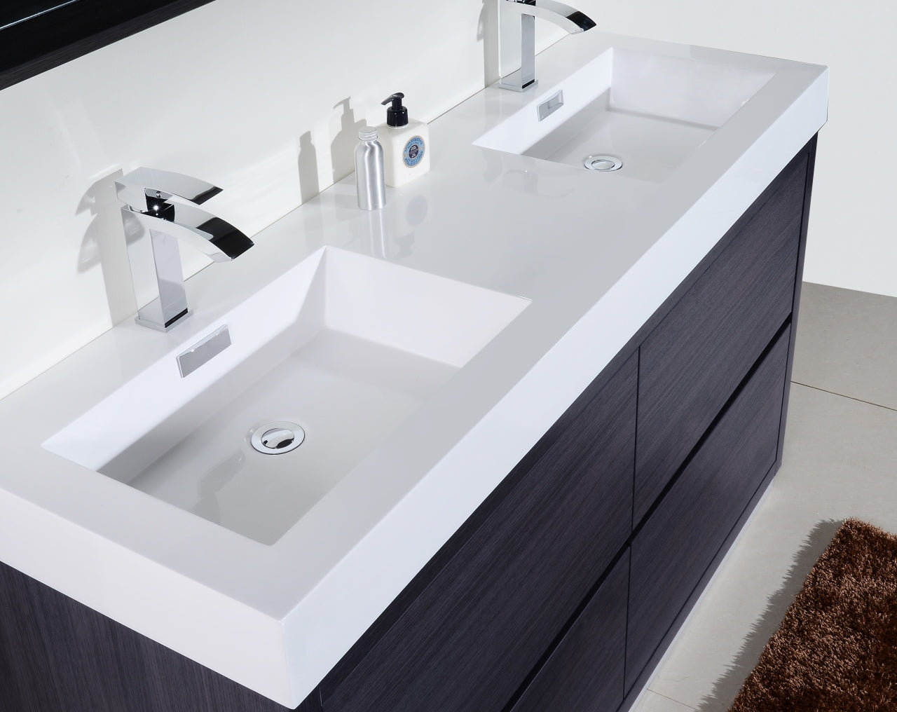 Bliss 60" Gray Oak Floor Mount Modern Bathroom Vanity