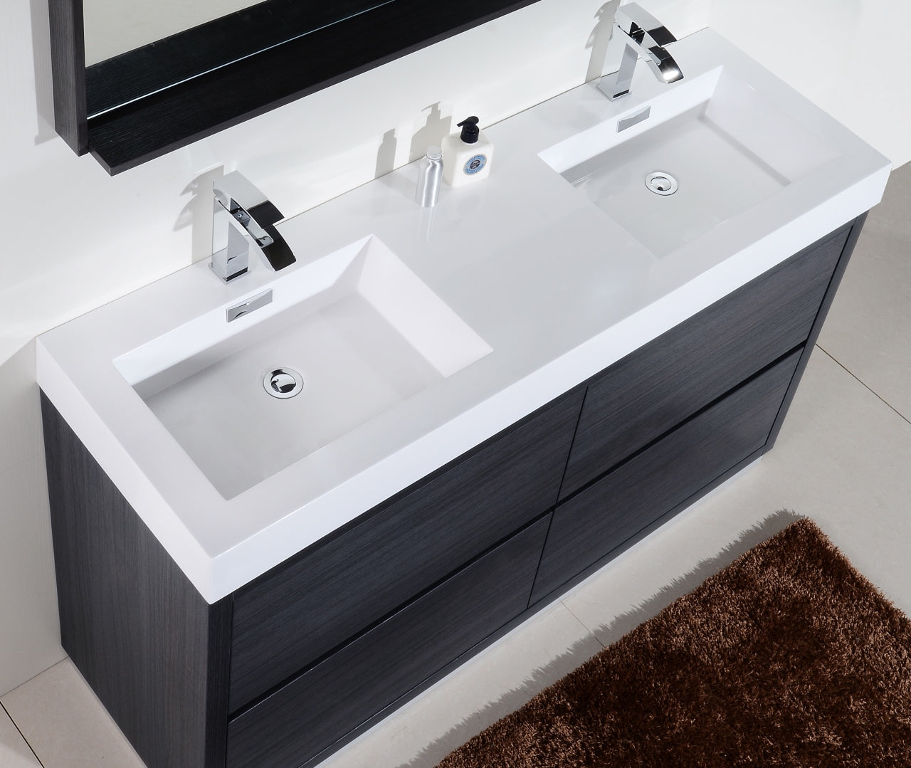 Bliss 60" Gray Oak Floor Mount Modern Bathroom Vanity