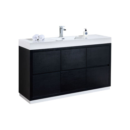 Bliss 60"  Single Sink Floor Mount Black Modern Bathroom Vanity