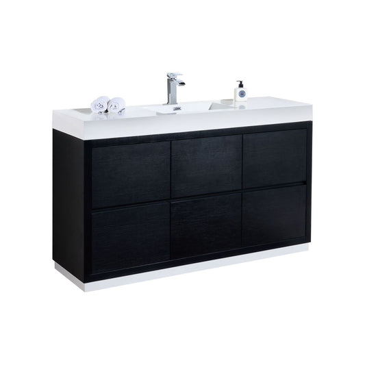 Bliss 60"  Single Sink Floor Mount Black Modern Bathroom Vanity