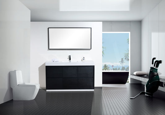 Bliss 60"  Single Sink Floor Mount Black Modern Bathroom Vanity