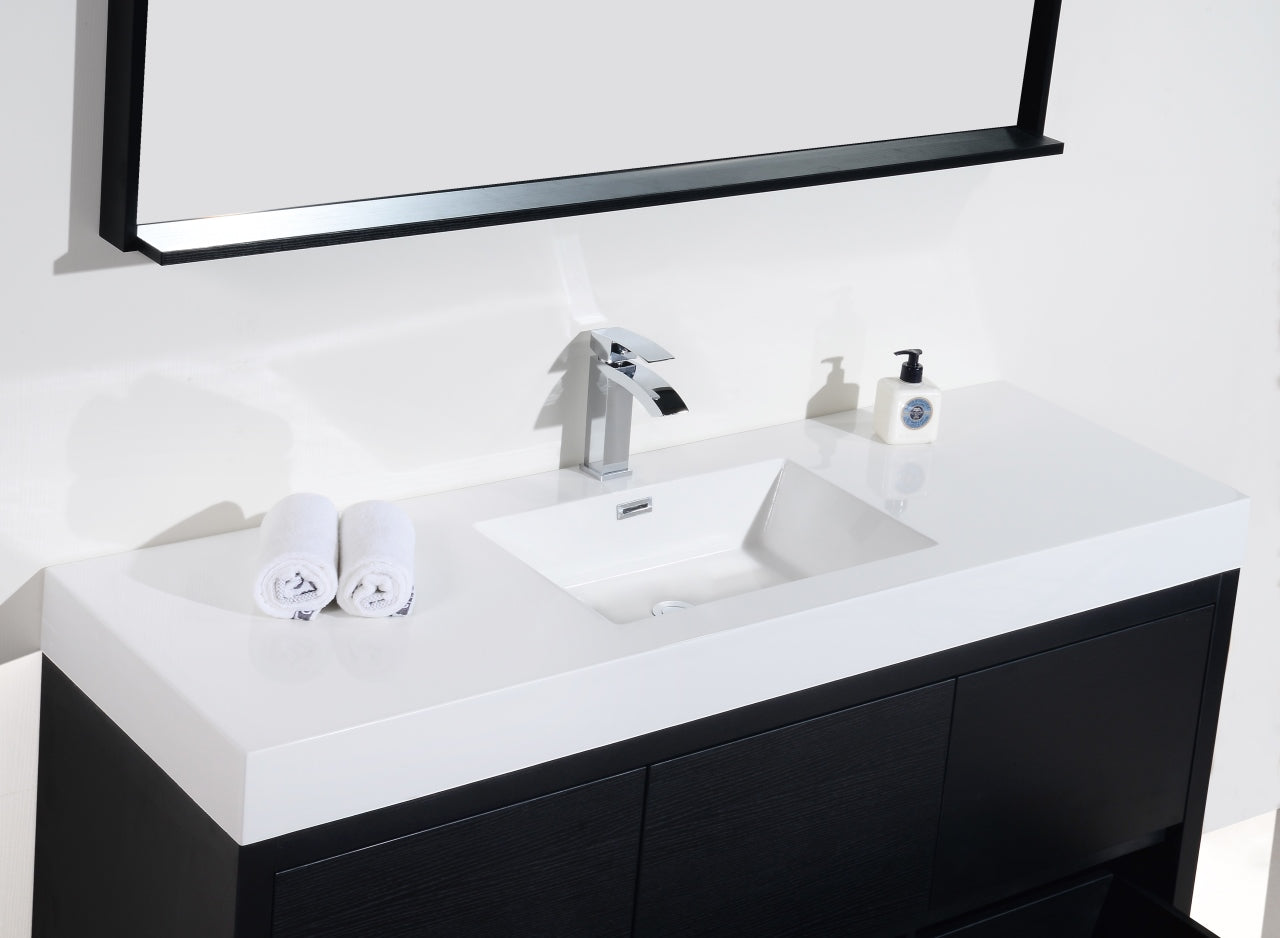 Bliss 60"  Single Sink Floor Mount Black Modern Bathroom Vanity