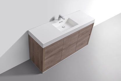 Bliss 60" Single Sink Floor Mount Butternut Modern Bathroom Vanity