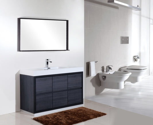 Bliss 60"  Single Sink Floor Mount Gray Oak Modern Bathroom Vanity