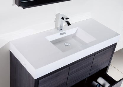 Bliss 60"  Single Sink Floor Mount Gray Oak Modern Bathroom Vanity