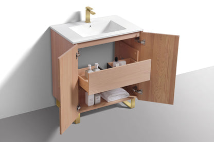 32'' Fiore Free Standing Bathroom Vanity - OAKWOOD - Restock ETA Late Oct