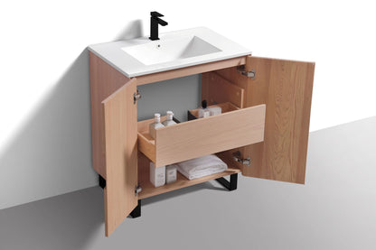32'' Fiore Free Standing Bathroom Vanity - OAKWOOD - Restock ETA Late Oct