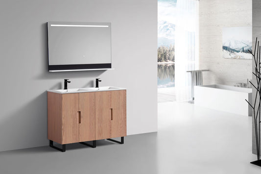 48''Fiore Double Sink Free Standing Bathroom Vanity - OAKWOOD