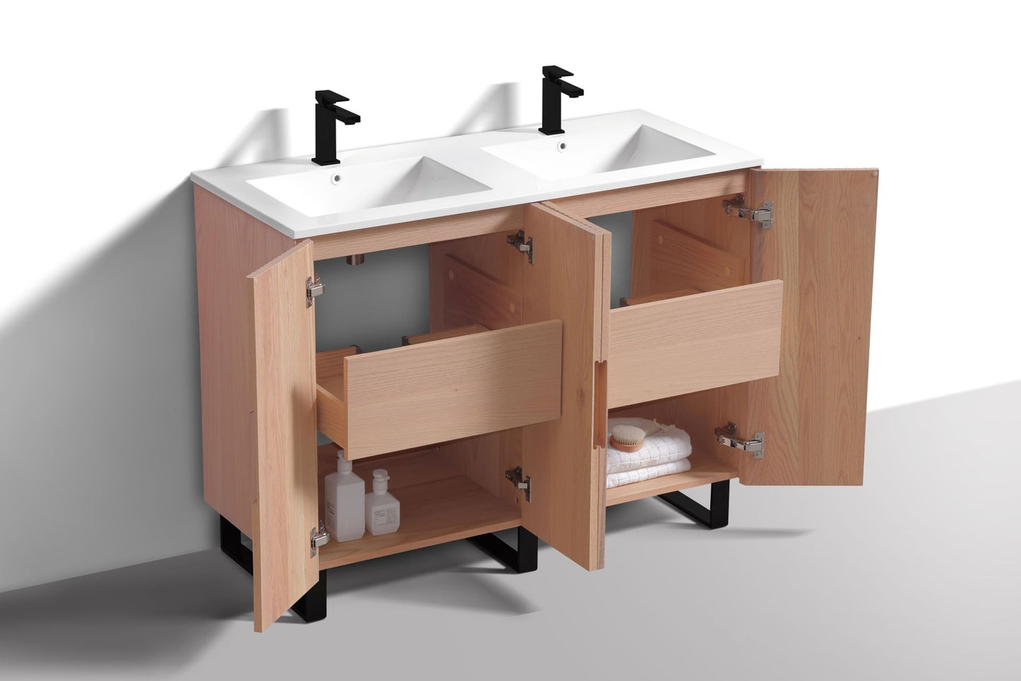 48''Fiore Double Sink Free Standing Bathroom Vanity - OAKWOOD