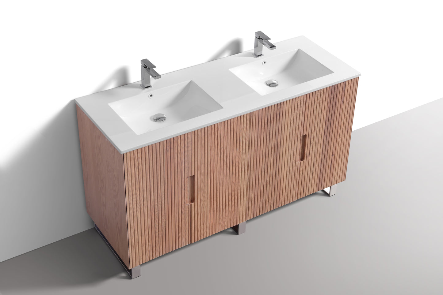 60''Fiore Double Sink Free Standing Bathroom Vanity - OAKWOOD