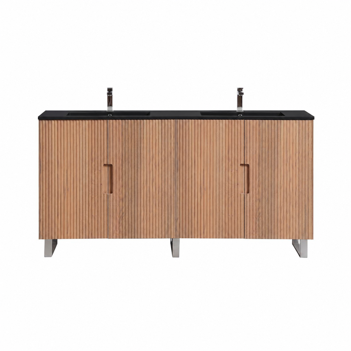 72''Fiore Double Sink Free Standing Bathroom Vanity - OAKWOOD - White Top Restock ETA Mid Oct