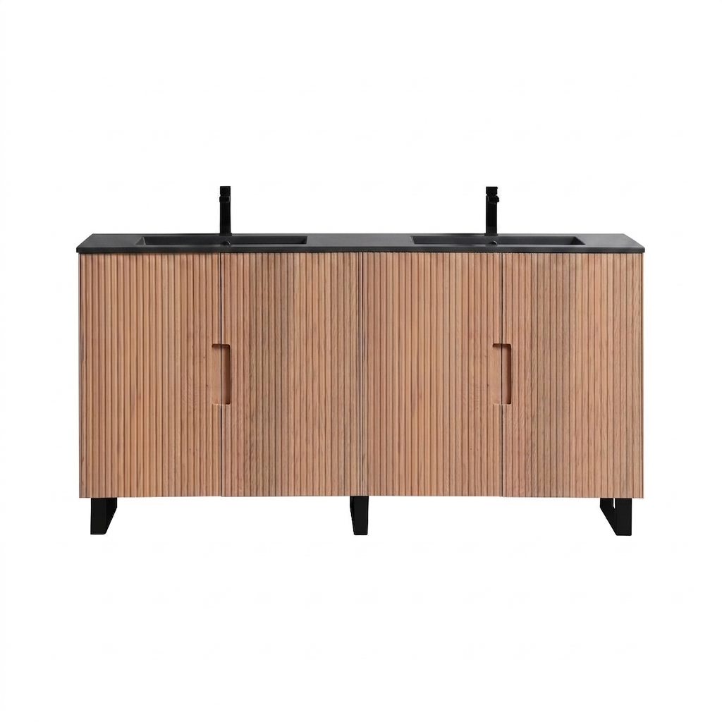 72''Fiore Double Sink Free Standing Bathroom Vanity - OAKWOOD - White Top Restock ETA Mid Oct