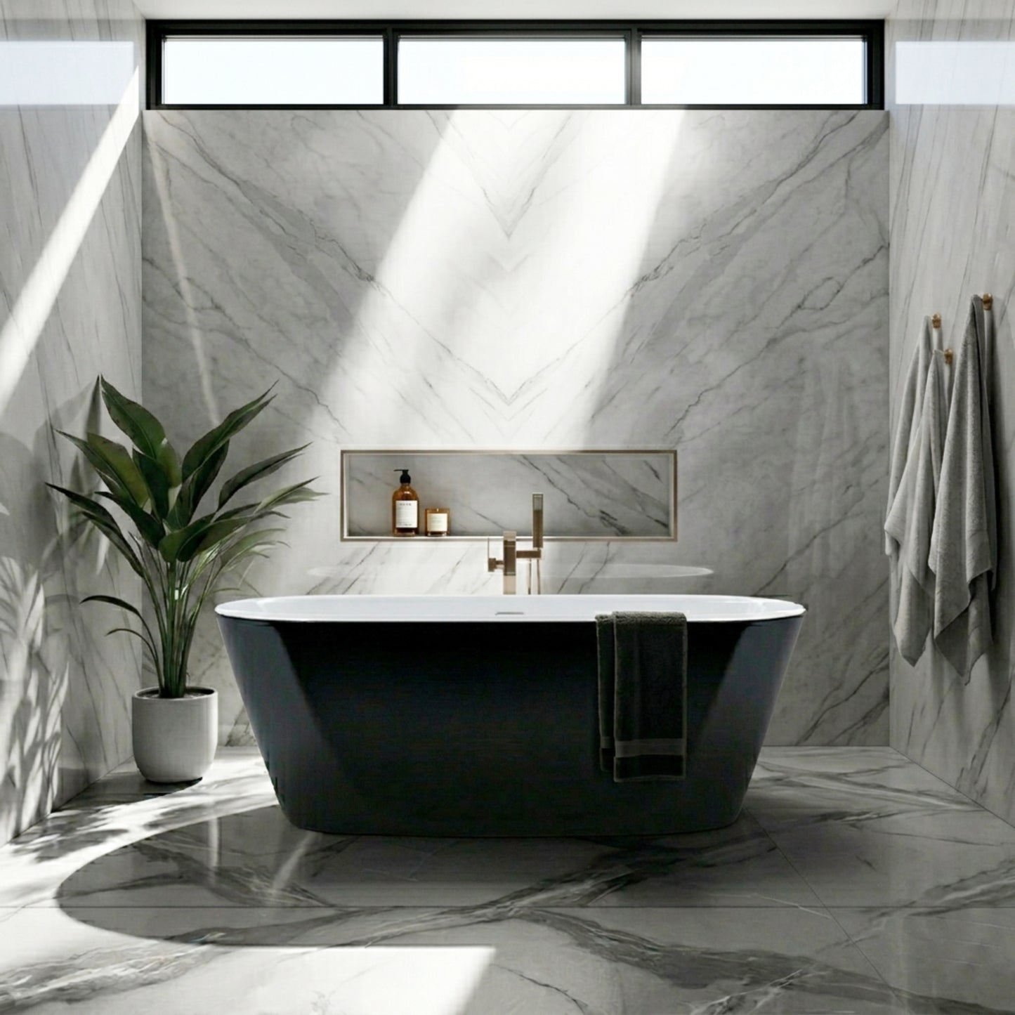 59'' Kube OVALE Black and White Free Standing Bathtub